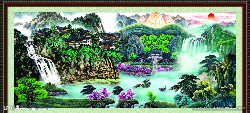 山水瀑布