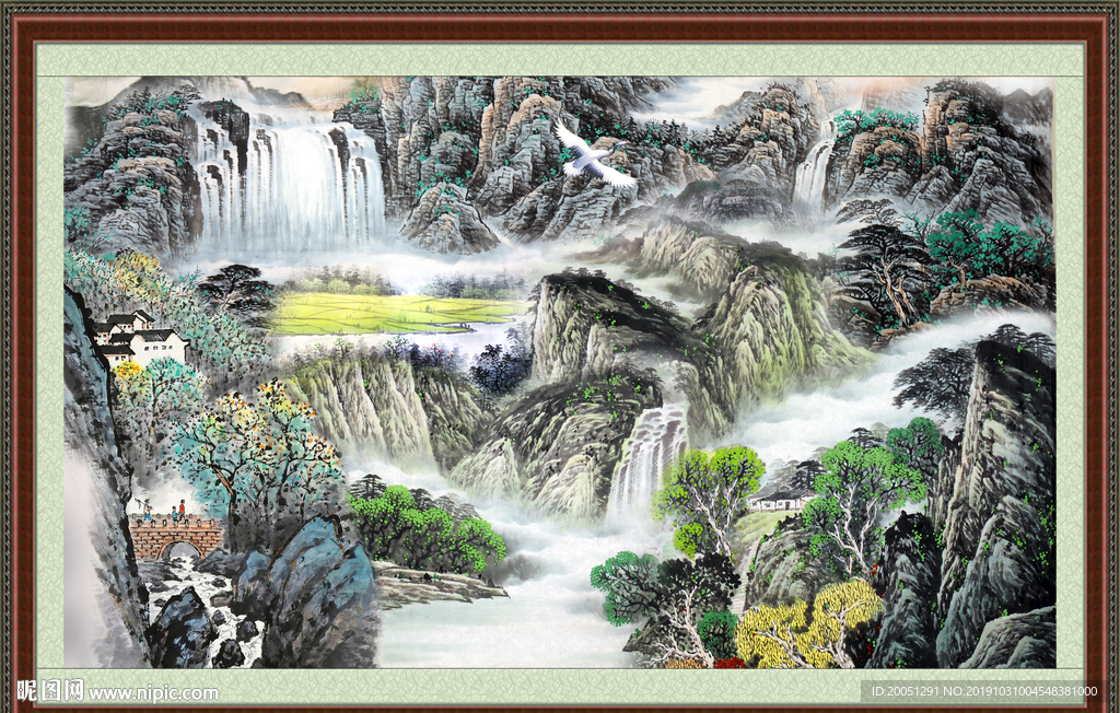 山水瀑布