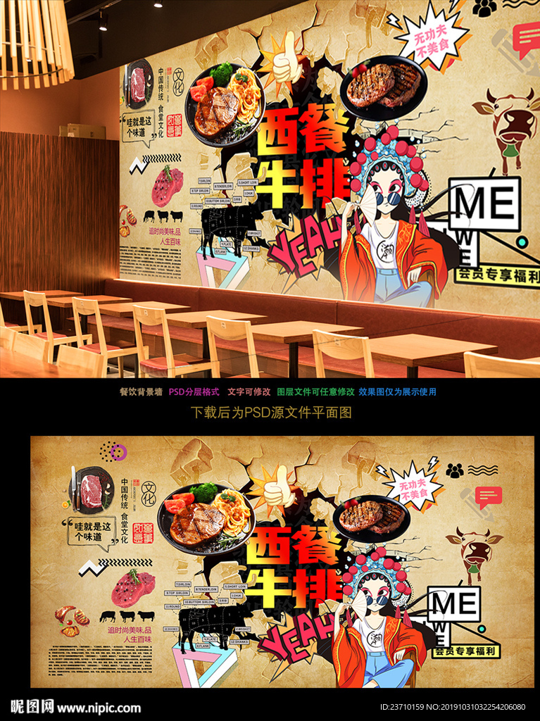 牛排背景墙