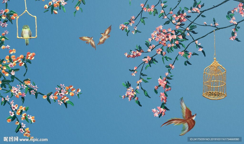 花鸟背景墙
