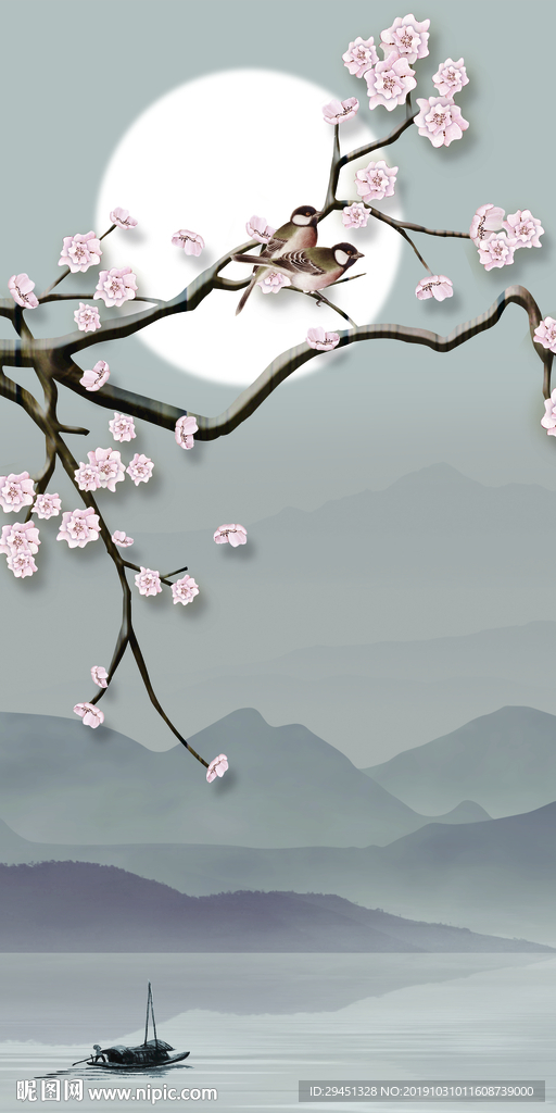 月光新风景山水画 TIF分层