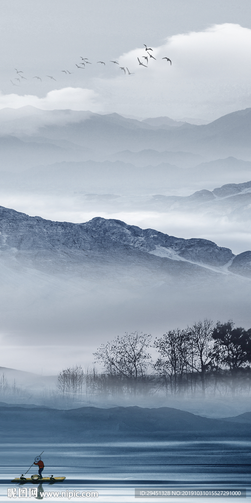 中国风风景山水国画 TIF分层