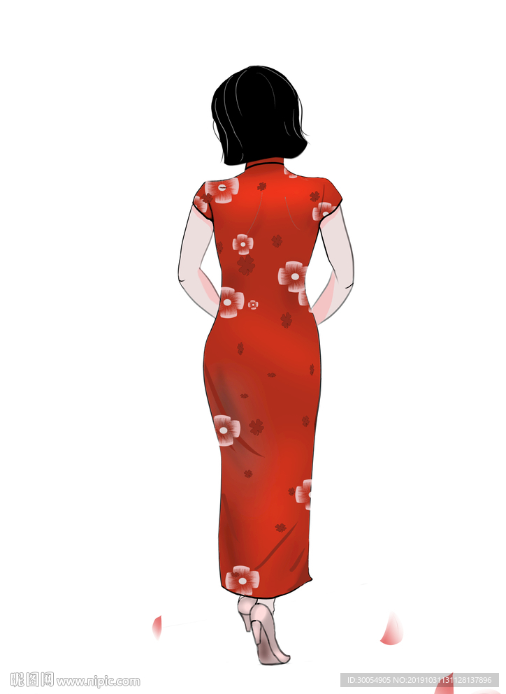 旗袍美女背影