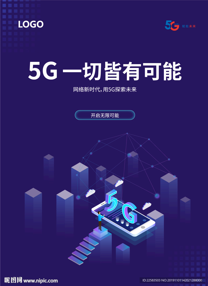 普蓝色5G一切皆有可能海报