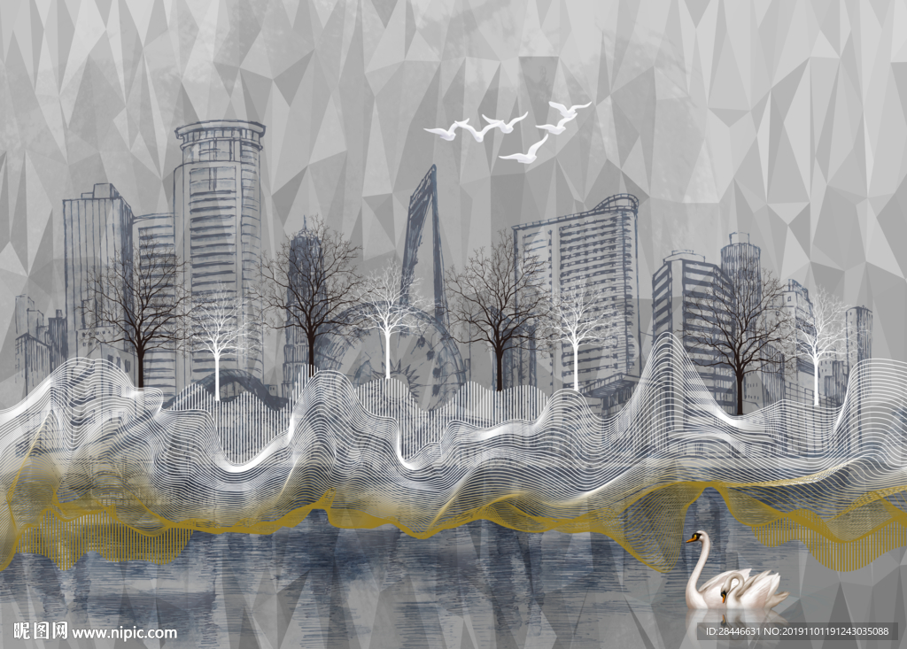 北欧轻奢背景墙