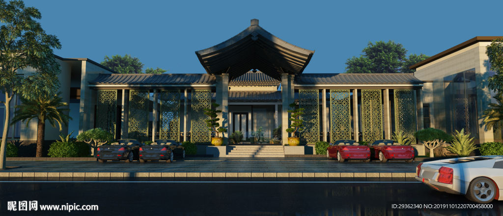 岭南园林门面入口围墙