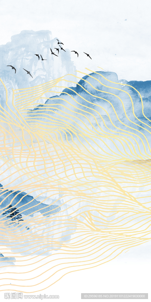 高档意境山水国画 TIF分层