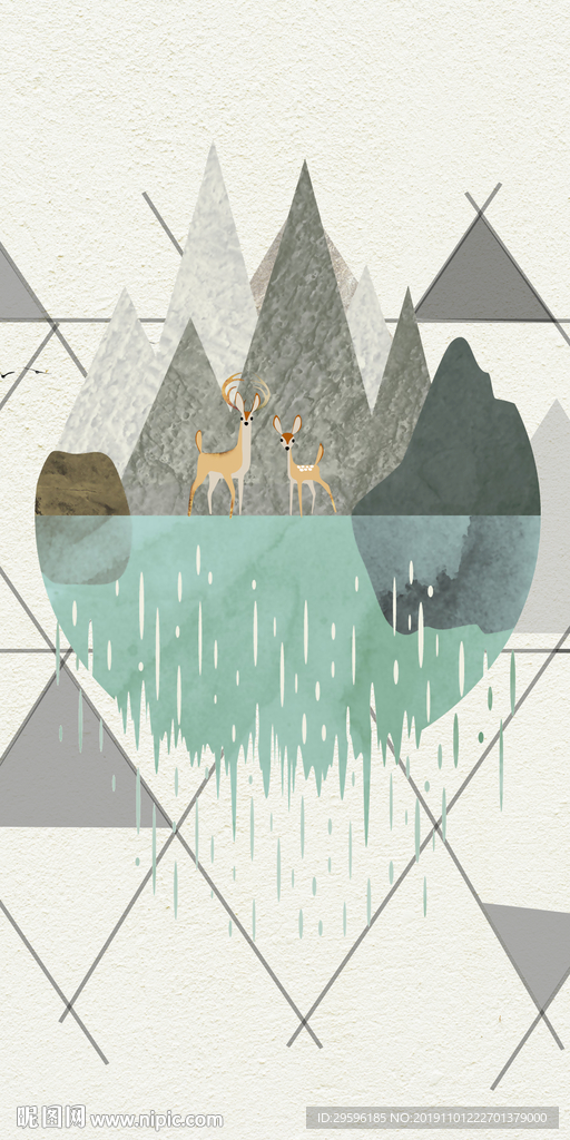 几何精美新玄关画 TIF分层