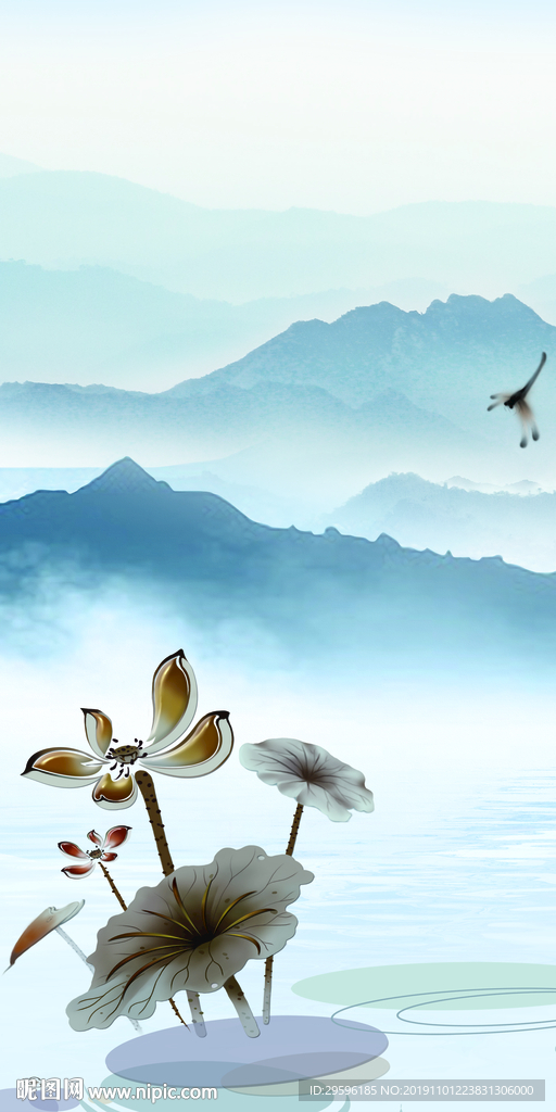 荷花意境山水 TIF分层