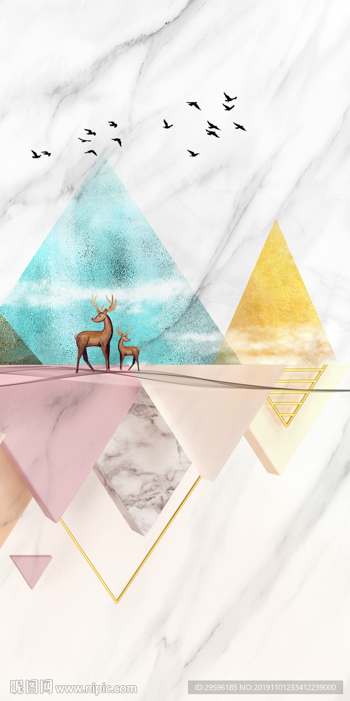 爵士白奢华新玄关画 TIF分层