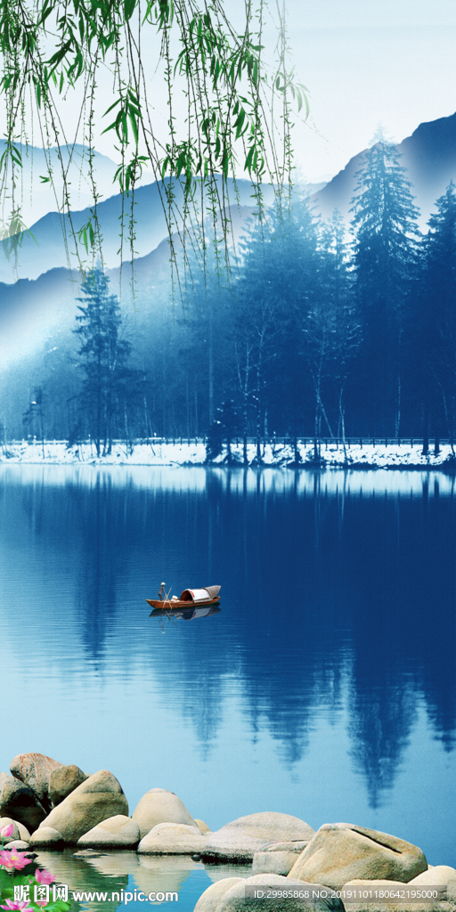 简约玄关山水画 tif分层