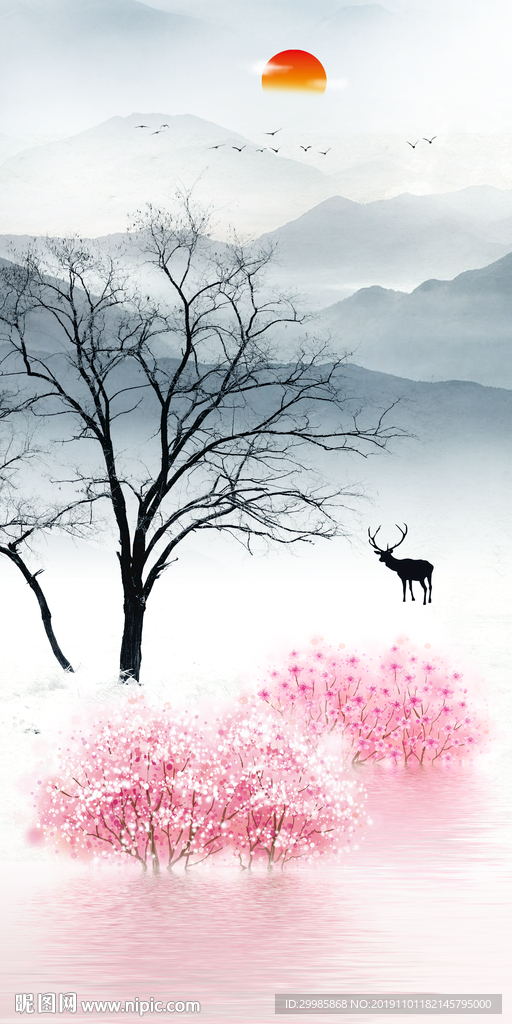 极品玄关国画山水 tif分层