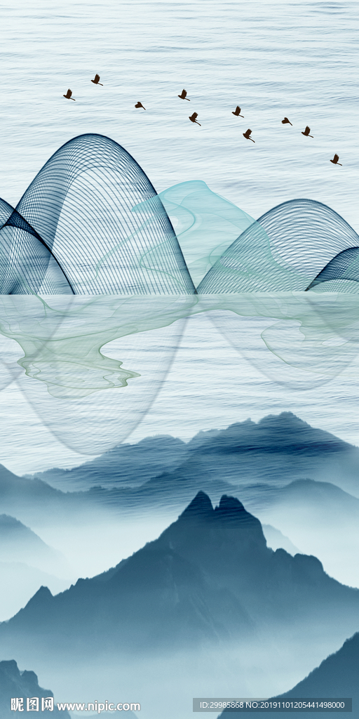 水墨玄关山水画 tif分层