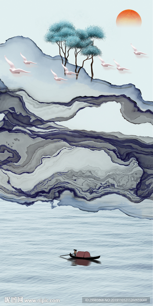 极品玄关国画山水 tif分层