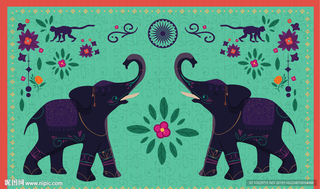 民族风大象波斯地毯