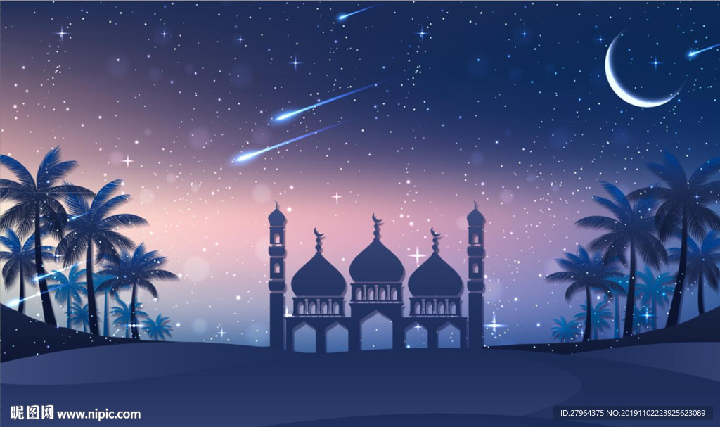 现代简约唯美夜空背景墙