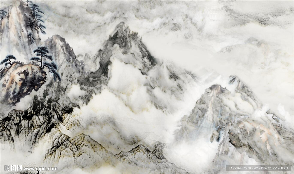 大理石纹山水背景墙