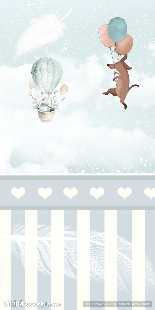 手绘儿童房新玄关画 TIF分层