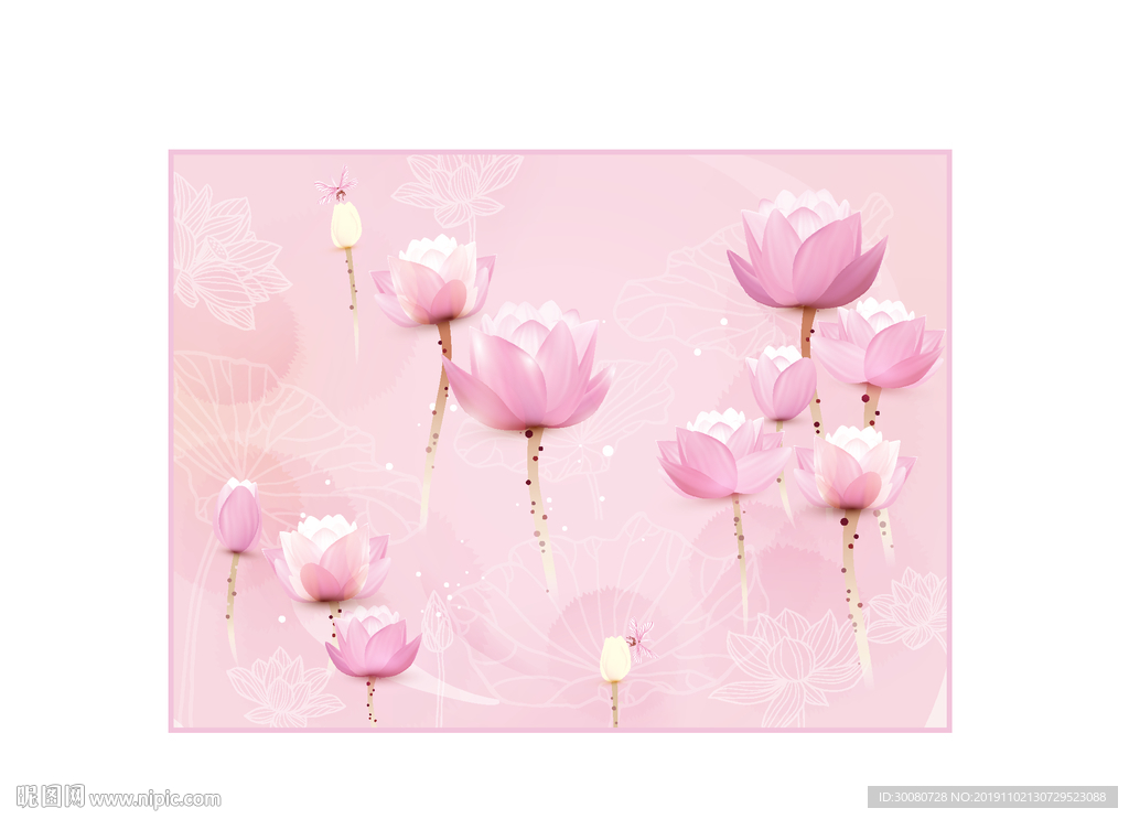 矢量荷花背景墙