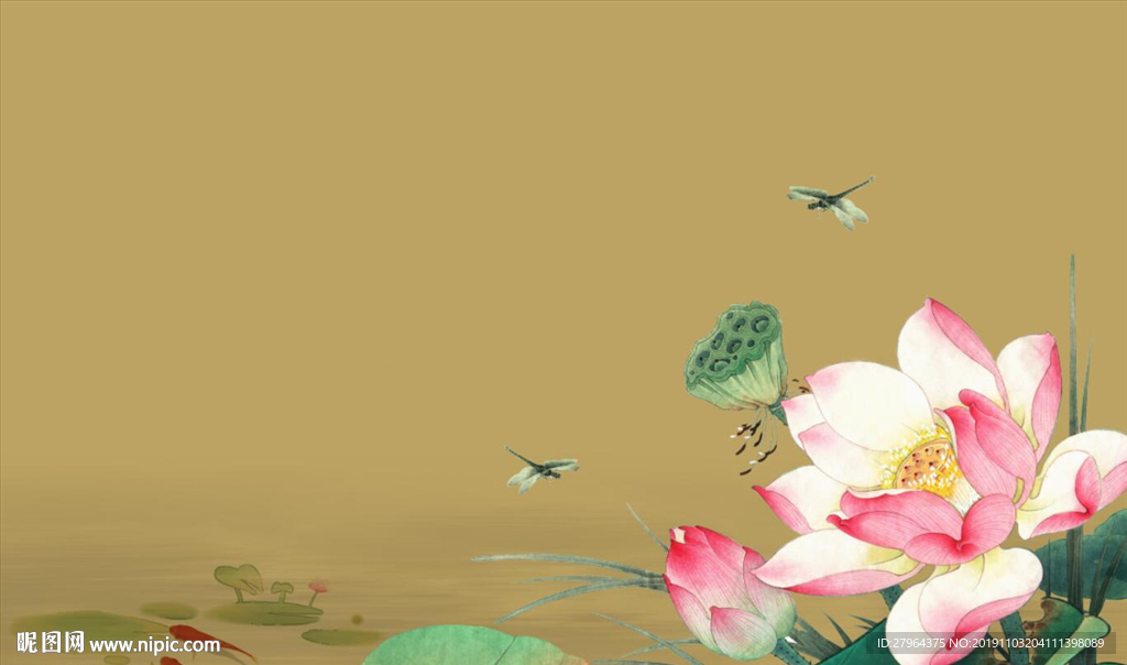 荷天下莲池荷花背景墙