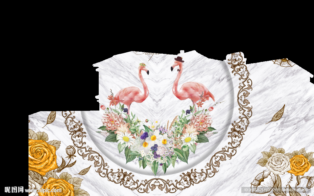 欧式火烈鸟背景墙