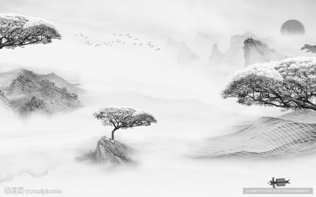 高档 中国风山水 TIF分层