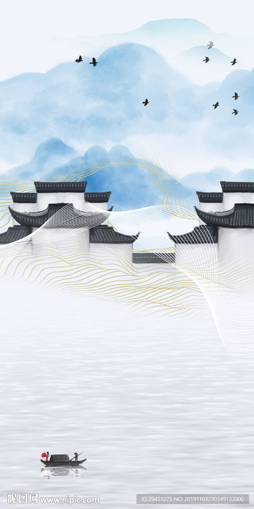 江南玄关新山水画 TIF分层