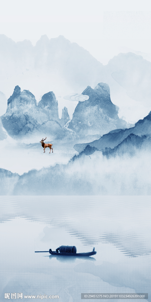 精美玄关画山水画 TIF分层