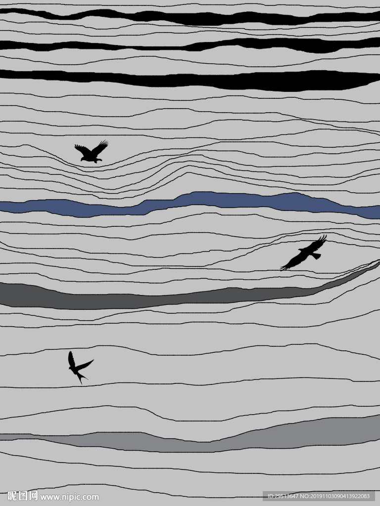 中式线条简约装饰画