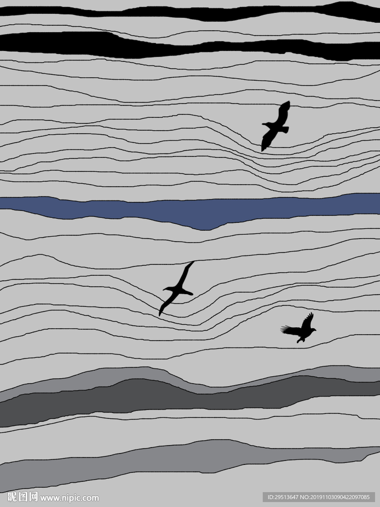 中式线条简约装饰画