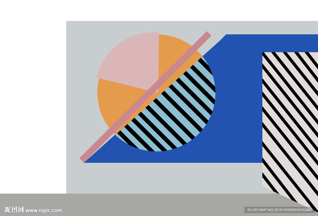 线条色块圆圈现代装饰画