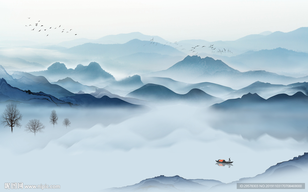 极品 山水新中式画 TIF分层