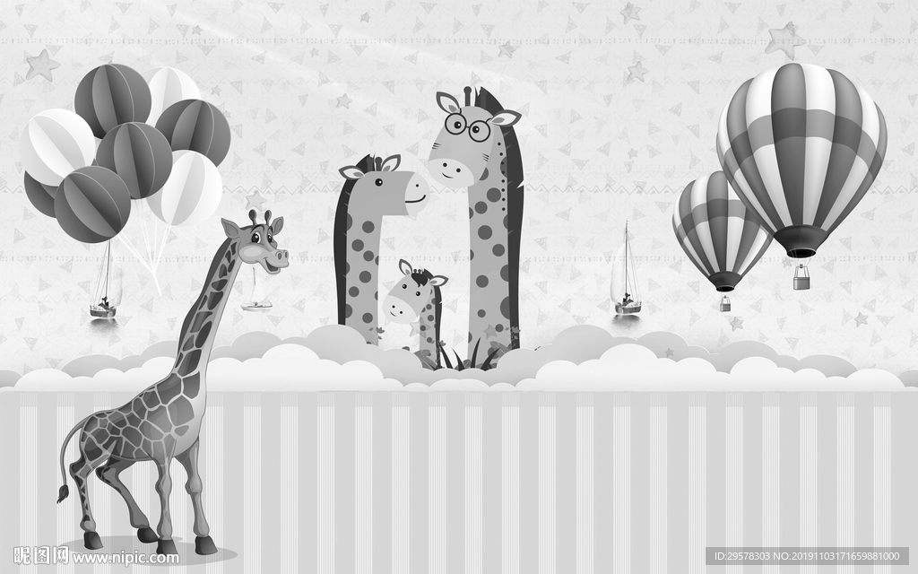 鹿北欧新装饰画 TIF分层