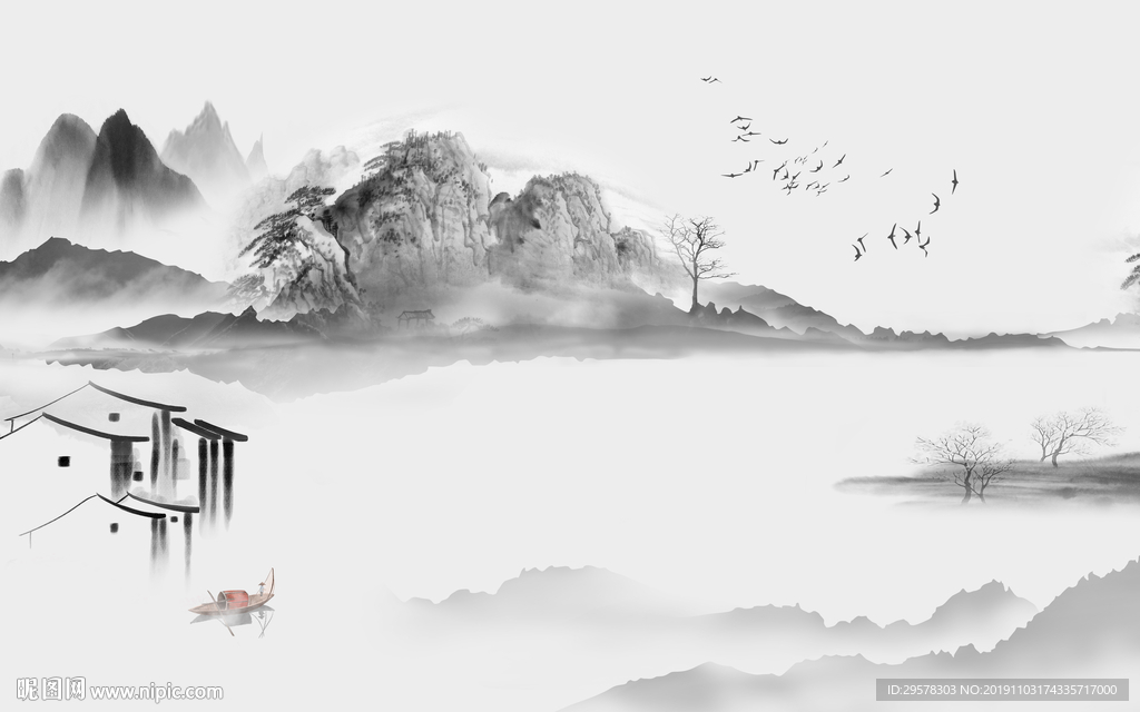 意境山水新中式画 TIF分层