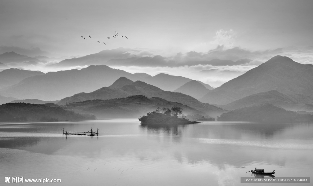 奢华山水新中式画 TIF分层