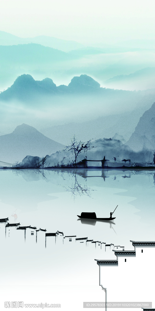 中式山水意境玄关 TIF分层