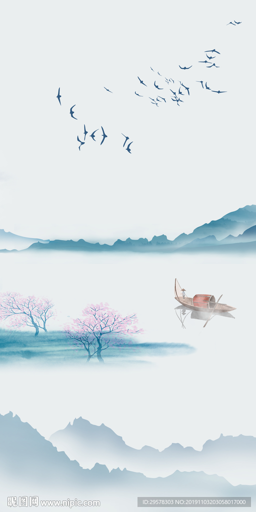 新中式山水玄关 TIF分层