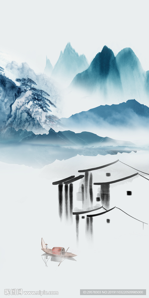 江南山水意境玄关 TIF分层