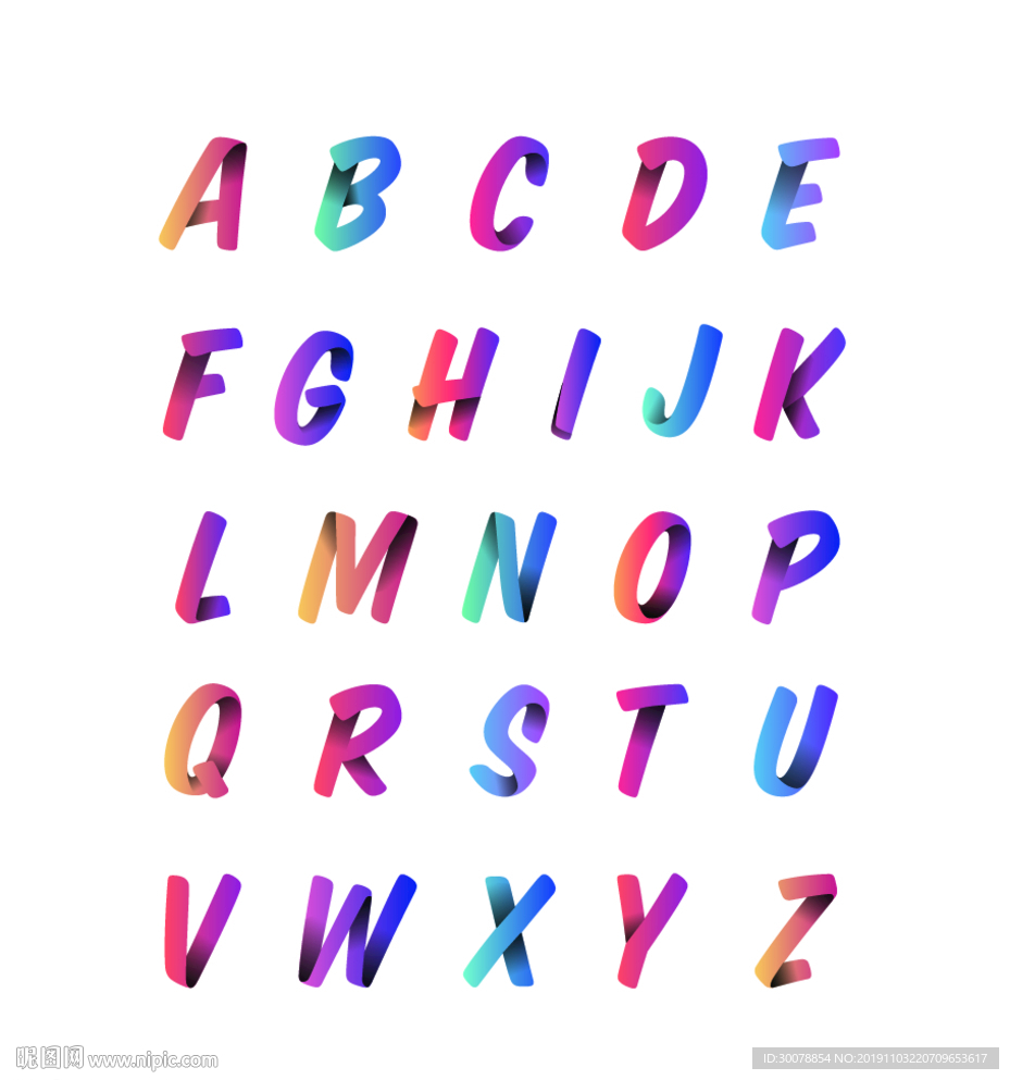 26字母 渐变质感