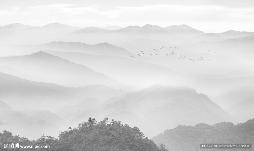 新中式山水画设计图__psd分层素材_psd分层素材_设计图库_昵图网nipic