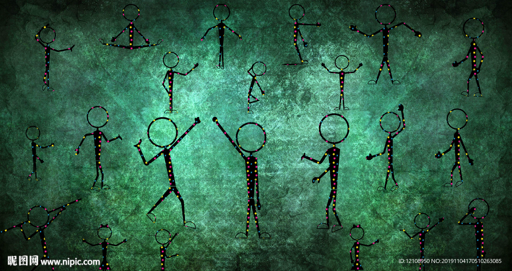 阴森古典机器舞剪影人物