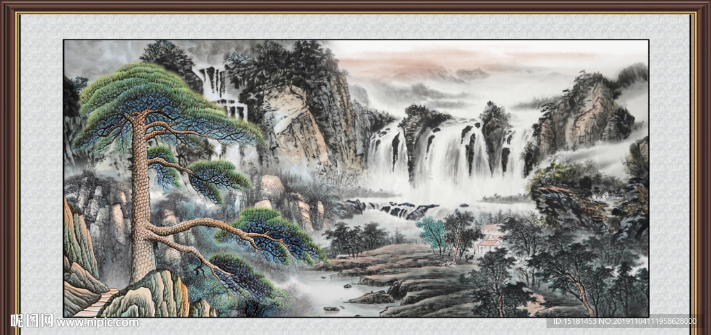 瀑布山水