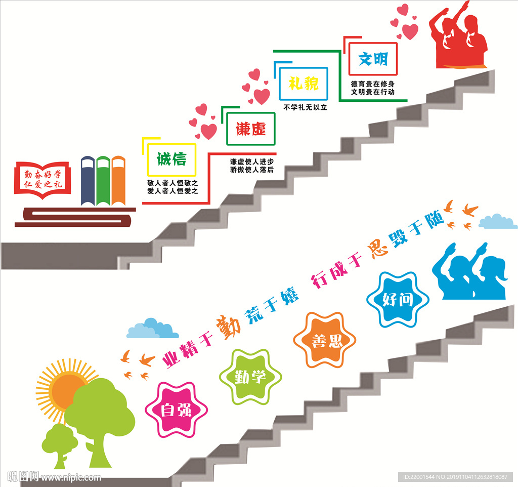 特殊学校文化墙楼梯文化