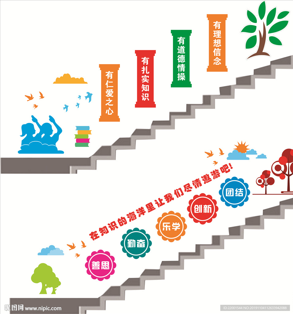 特殊学校文化墙楼梯文化