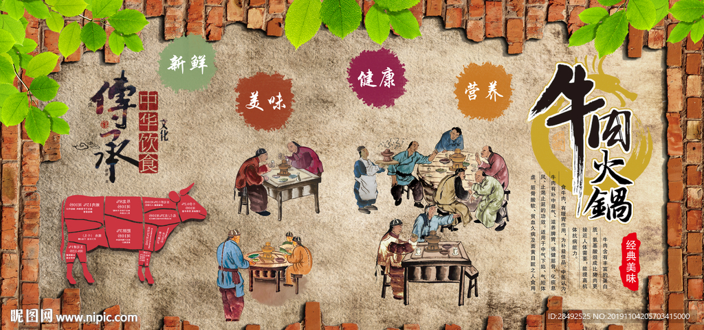 牛肉火锅背景墙