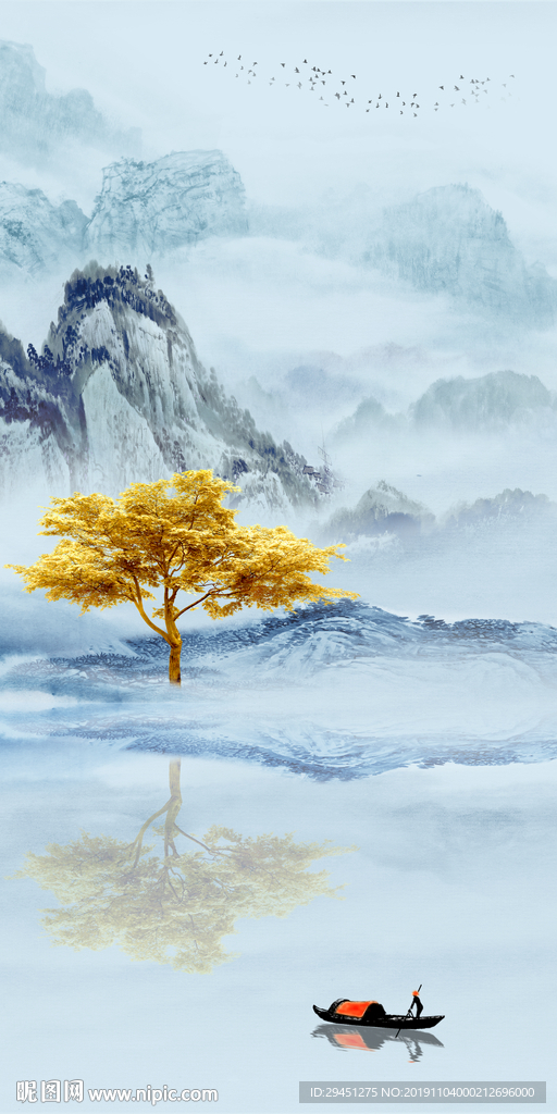 意境玄关画山水画 TIF分层