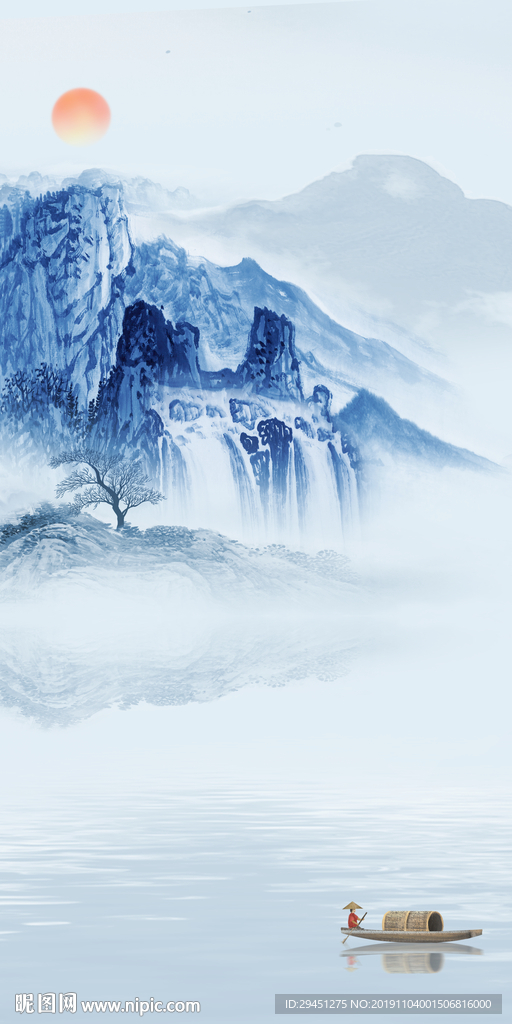 精美玄关画山水画 TIF分层