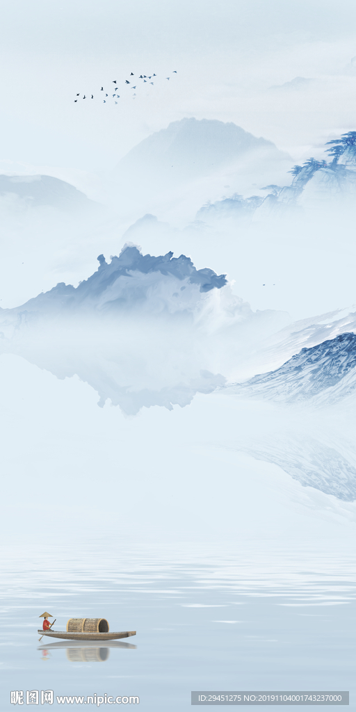 大气玄关画山水画 TIF分层