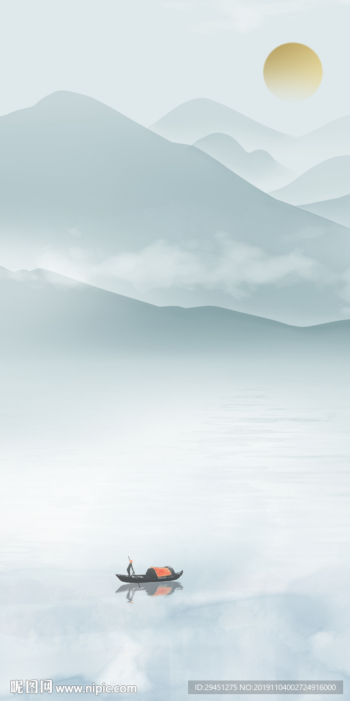 别墅玄关画山水画 TIF分层