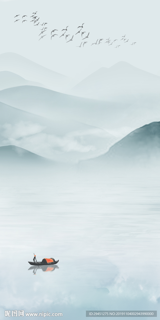 奢华玄关画山水画 TIF分层